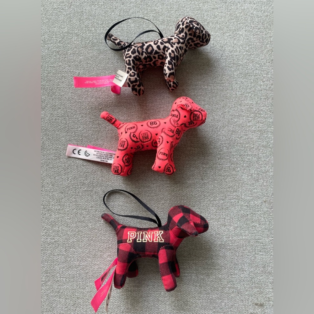 RARE BUNDLE OF VS ORNAMENT DOGS - PINK AND CHECKERED ONLY